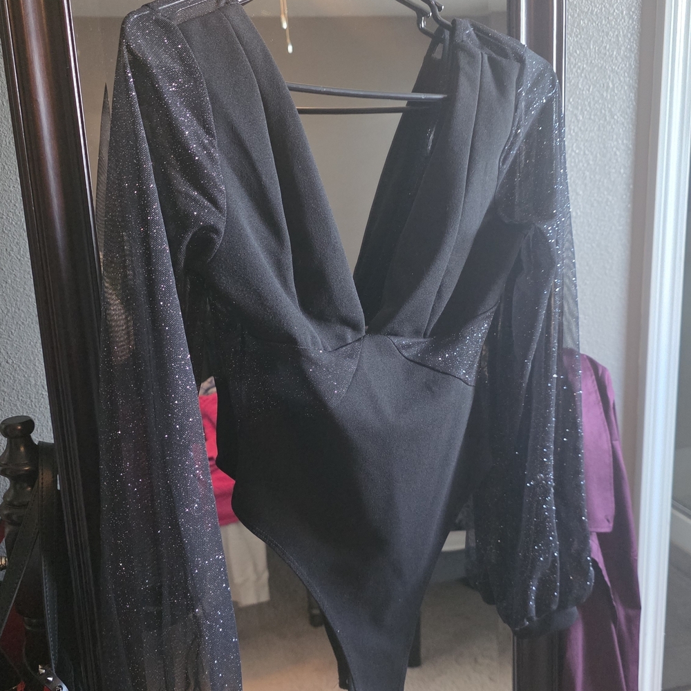Fashion Nova Black Sheer Bodysuit
